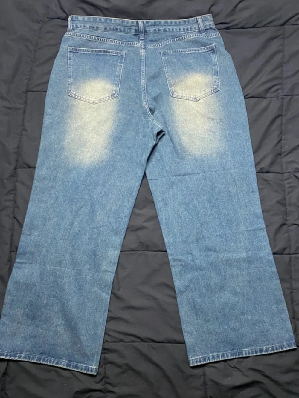 Men's Distressed Wide-Leg Jeans - Blue